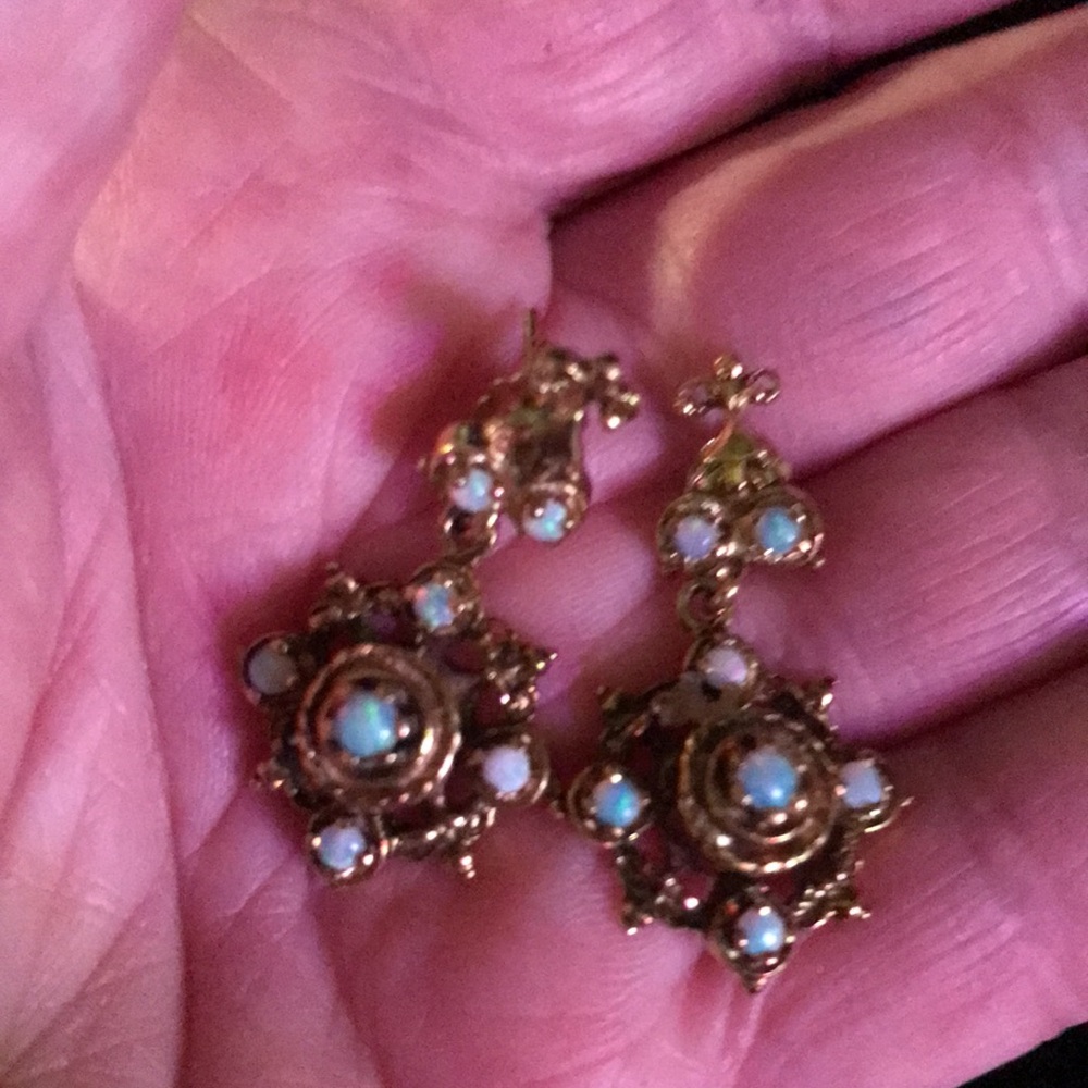 14 kt gold opal earrings - Picture 5 of 6